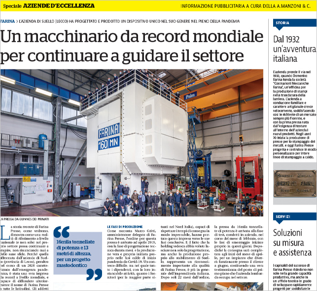 Articolo pressa dei record