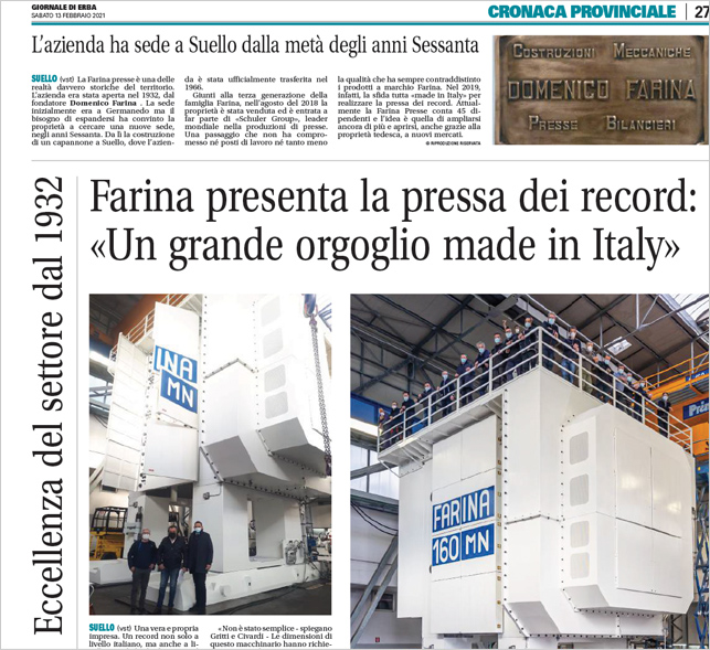 Articolo pressa dei record